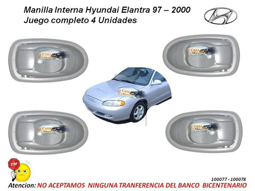 Manilla Interna Hyundai Elantra 97 - 2000 Juego 4 Unidades