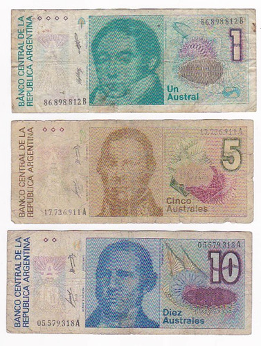 Ltb028. Tres Billetes De Australes Gastaditos En Oferta.