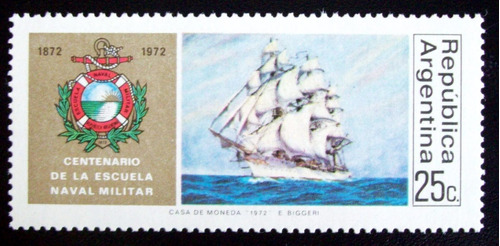 Argentina Barcos, Sello Gj 1594 Escuela Naval 72 Mint L5004