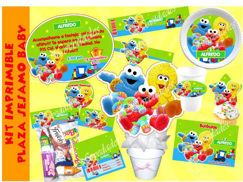 Kit Imprimible Plaza Sesamo Bebe Baby Elmo Bebe Comegalletas