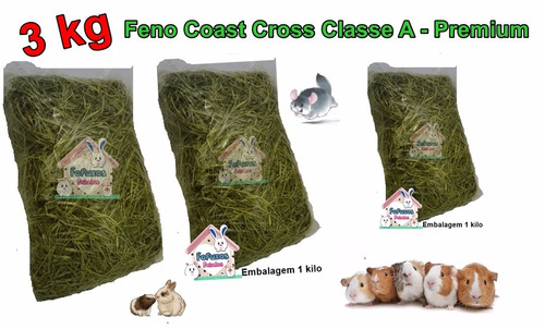 3 Kg De Feno Coast Cross Premium  Coelhos/ Porquinhos