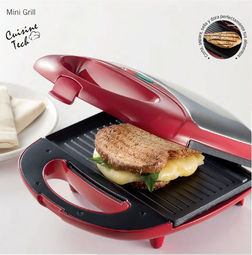 Sandwich Grill Rojo Marca Cuisine Tech Modelo Isg014c Nuevo