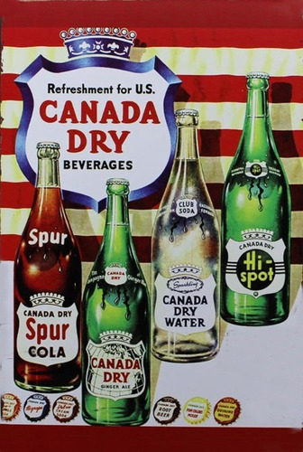 Carteles Antiguos Chapa Gruesa 20x30cm Canada Dry Dr-223