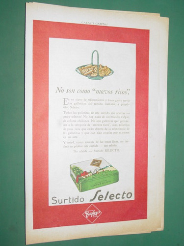 Publicidad Antigua Bagley Galletitas Surtido Selecto Caja