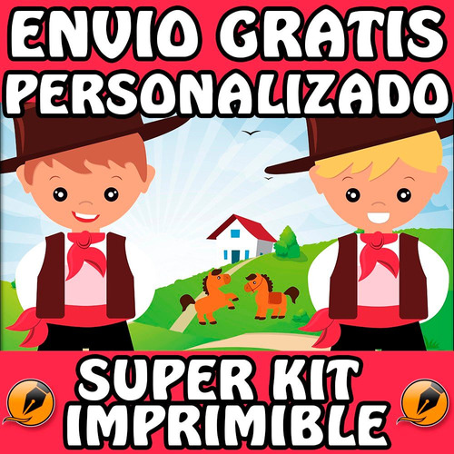 Kit Imprimible Gauchos Caballos Personalizado Candy Bar