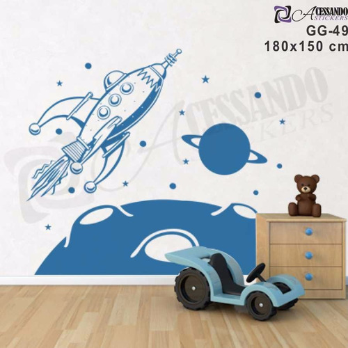 Adesivo Decorativo  Infantil - Nave Espacial Planetas - Novo