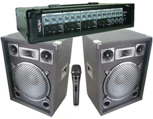 Equipo De Sonido Cabezal + 2 Parlantes + Mic By Dancis