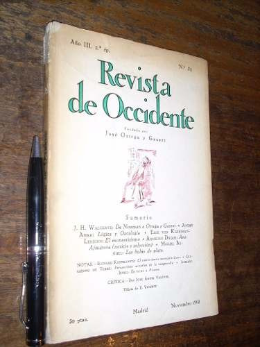 Revista De Occidente Año Iii Nº02 Noviembre 1965 / Ver Foto