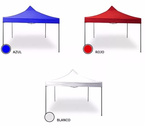 Toldo Plegable 3x3 Lona Impermeable Azul Blanca Verde O Roja