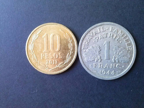 Moneda Francia 1 Franco 1944 Ceca B Aluminio (c16)