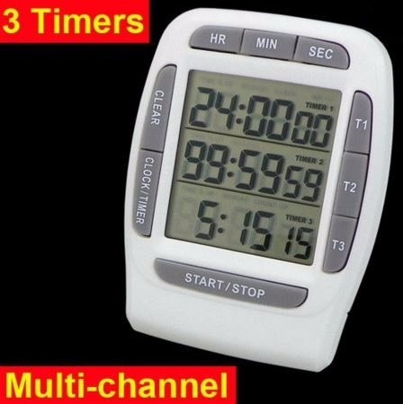 Reloj Temporizador, Timer,3 Canales, Cocina, Alimentos, Lab