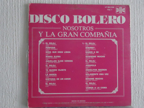 Nosotros Y La Gran Compañia - Disco Bolero, Vol. 1