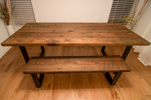 Mesa De Comedor Hierro Y Madera Pino Maritimo Unicos