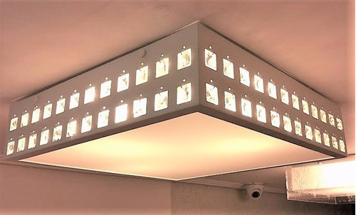 Plafon Cristal Quadrado Interlux 28x28 C/ Lamp. 9w 4000k