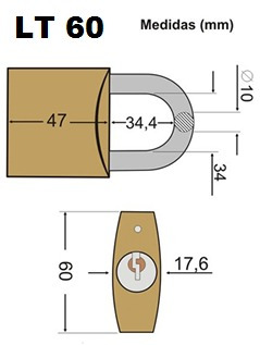 Imagem 2 de 2 de Cadeado Pado Lt 60 De 60mm Com 2 Chaves Frete Grátis