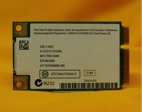 Tarjeta Wireless Para Dell Inspiron 6400 Ipp9