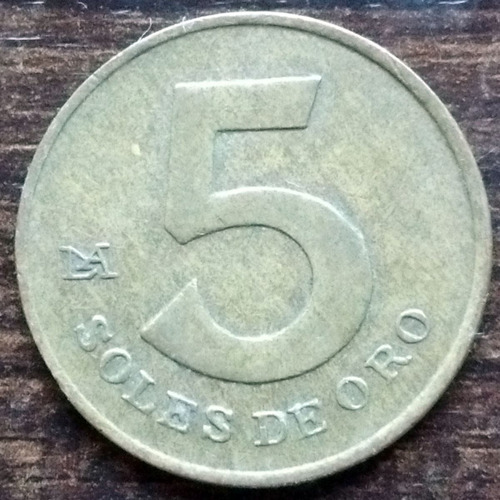 Moneda 5 Soles De Oro Perú 1979 Buena