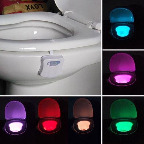 Luz Led 8 Colores Sensor De Movimiento Baño Inodoro Tazon