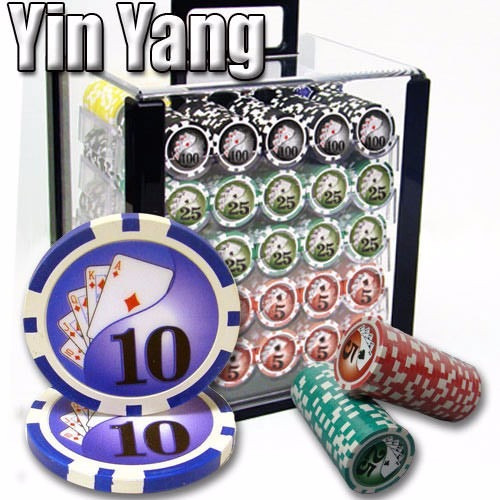 Poker Estuche Acril 1000 Fichas Casino 13.5 Gr Mod Ying Yang