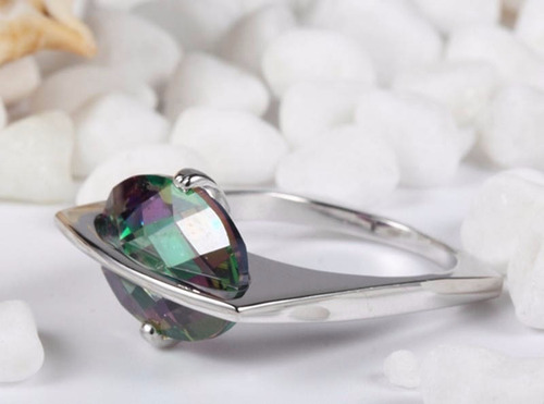 Anillo Plata 925 Diseno Topacio Mistico De Colores Xl
