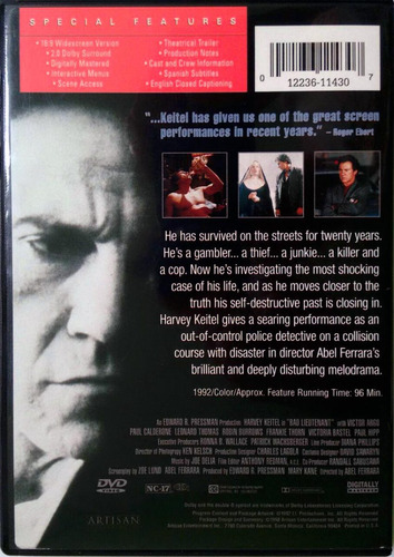 Dvd Bad Lieutenant - Abel Ferrara - Importado - Impecável (Usado)