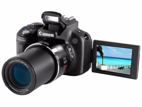 Câmera Canon Sx50 Preta Com Lcd 2,8,12.1mp, Zoom Óptico 50x