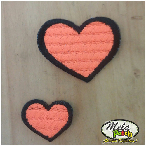 Parche Bordado Corazon Naranja 5 Cm Termoadherible Melapatch