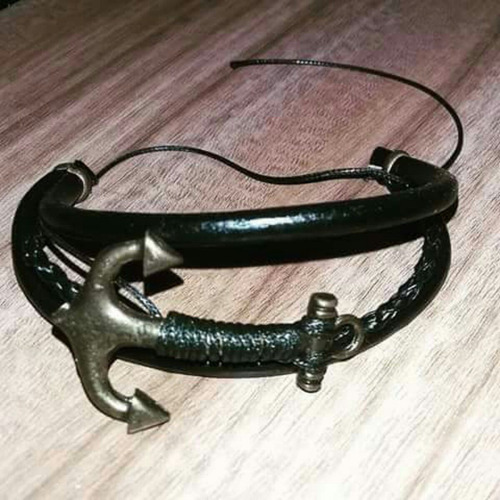 Pulseira Couro Ancora