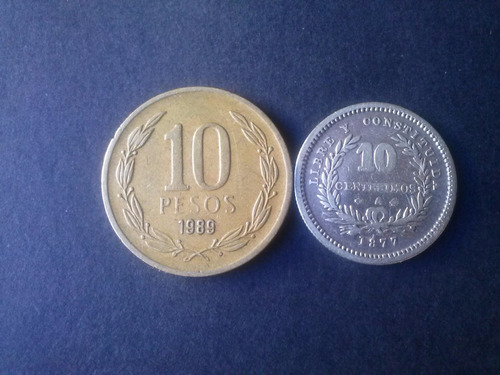 Moneda Uruguay 10 Céntimos 1877 Plata (c15)