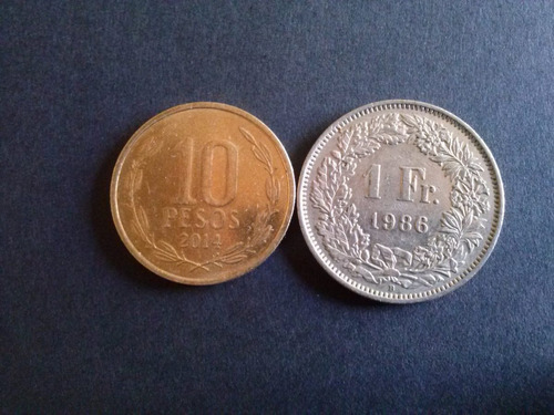 Moneda Suiza 1 Franco Ceca B Níquel 1986 (22a)