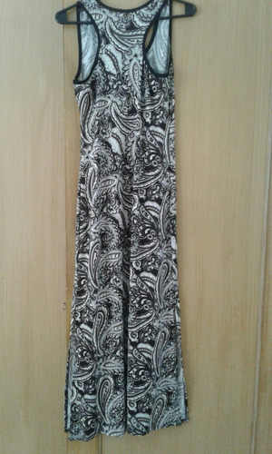Vestido Largo Mujer Estampado S/m Poliéster Negro Beige Nuev
