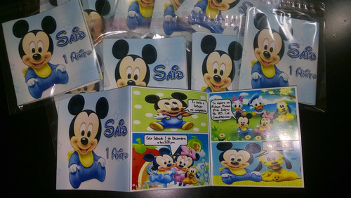 12 Invitaciones Mickey Bebe Tipo Historieta Comic