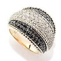 Anel Em Ouro Amarelo 18k E Diamantes Brancos E Negros (1,20c