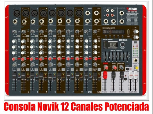 Imagen 3 de 8 de Consola Potenciada Novik 12 Entradas Usb Sd 2400w 4 Ohms