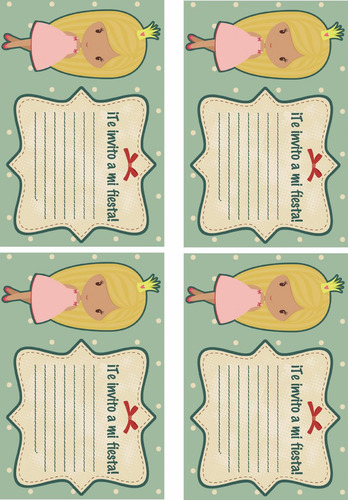 Invitaciones Princesas Cumpleaños Niñas P/imprimir 8 Modelos