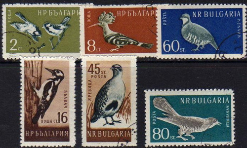 Bulgaria Serie X 6 Sellos Usados Aves Y Pájaros Año 1959 