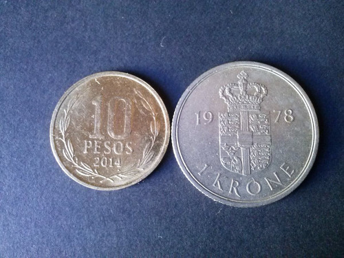 Moneda Dinamarca 1 Kroner Níquel 1978 (c44)