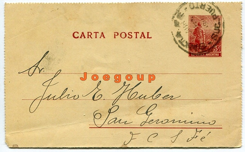 Carta Postal San Geronimo Matasello Puerto Santa Fe