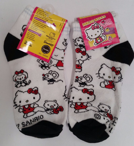 4 Calcetas Tin Hello Kitty Licencia Oficial Original Talla M