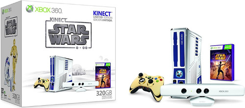 Microsoft Xbox 360 + Kinect Slim 320GB Limited Edition Star Wars Bundle cor  matte blue e white