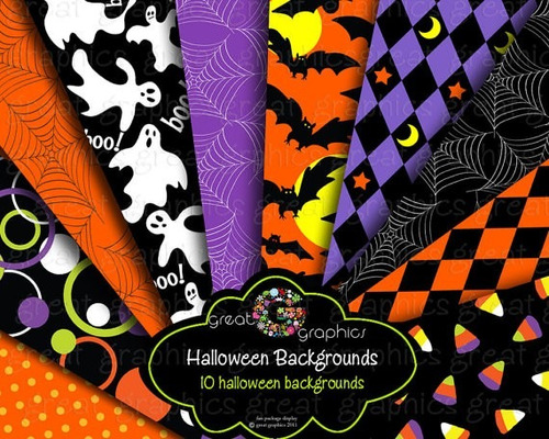 Kit Imprimible Pack Fondos Halloween Clipart Cod 2