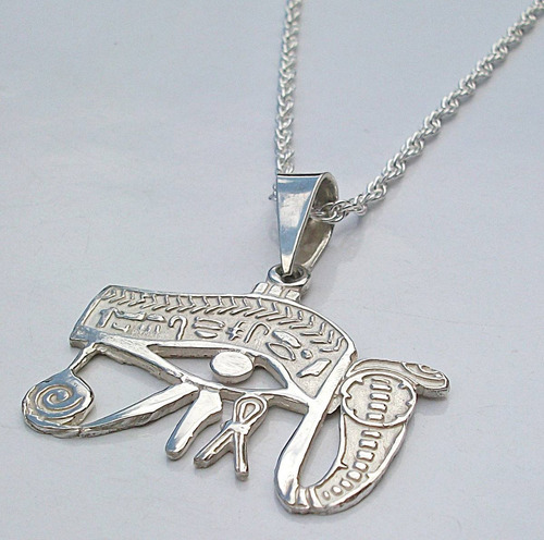 Dije Ojo De Horus Amuleto Magico En Plata Fina Ley.925