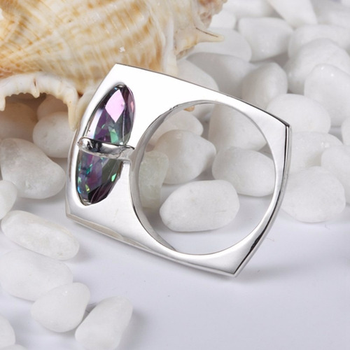 Anillo Plata 925 Diseno Topacio Mistico De Colores Xl