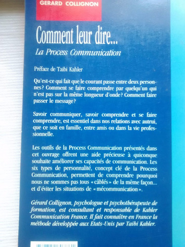 Imagen 3 de 6 de Comment Leur Dire Process Communication Taibi Kahler Frances