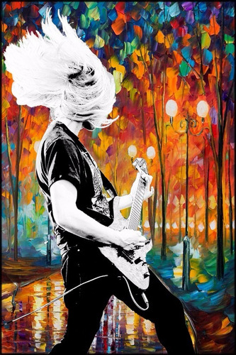Imagem 1 de 1 de Poster Rock + Arte 65x100cm Decoração Moderna Quarto Sala