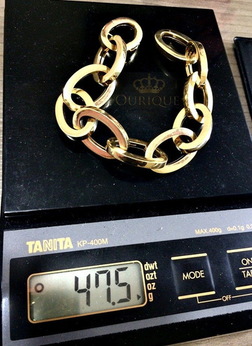 Pulseira Feminina Super Grossa Em Ouro 18k750 Elos Ovais