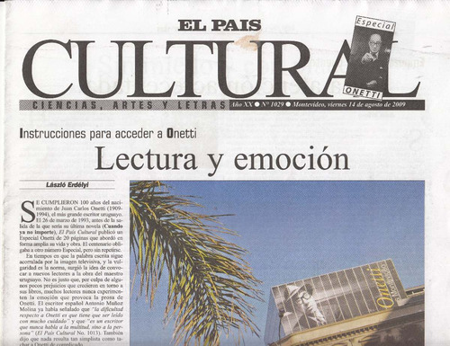 Literatura Uruguay Especial Juan Onetti Pais Cultural 2009