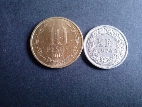 Moneda Suiza 1/2 Franco Niquel 1974 C. (22 A)