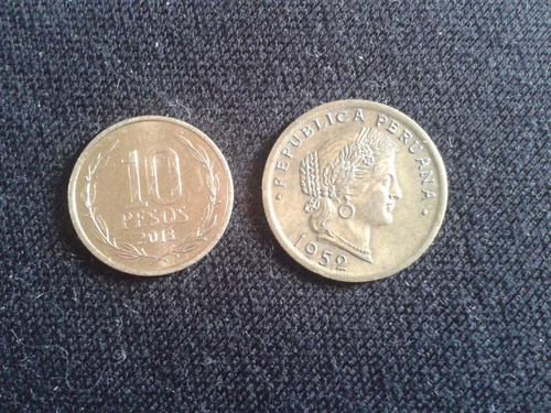 Moneda Perú 20 Centavos 1947 Bronce Canto Grueso (c17)