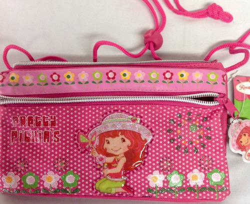 Bolso Para Niña De Tres Bolsillos Con Cierre De Fresita .